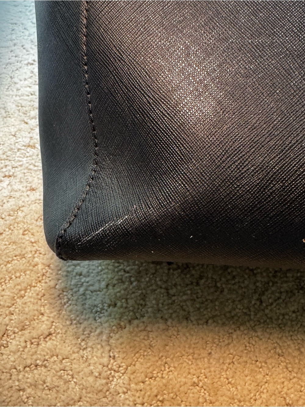 Tory Burch Black Leather Saffiano Tote with Gold Accents - Picture 8 of 12